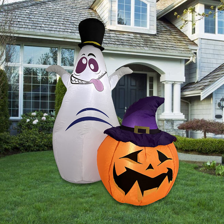 1.5M Halloween Inflatable Ghost and Pumpkin Combination Decoration