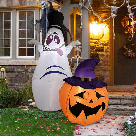1.5M Halloween Inflatable Ghost and Pumpkin Combination Decoration