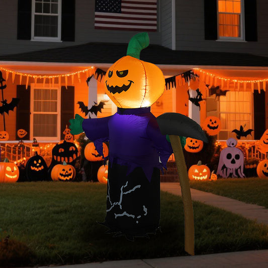 1.5m Halloween Inflatable Decoration Pumpkin Scythe Ghost Shape Lighted Outdoor Garden Decoration Props