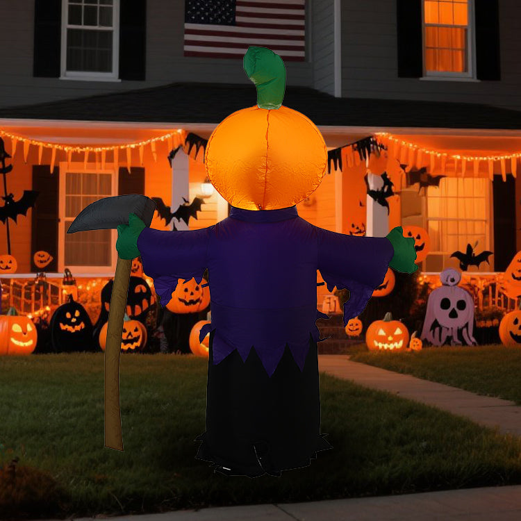 1.5m Halloween Inflatable Decoration Pumpkin Scythe Ghost Shape Lighted Outdoor Garden Decoration Props