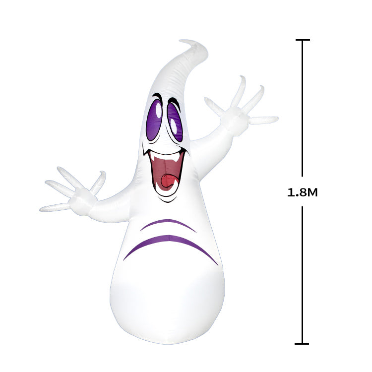 1.8M Blow-Up Inflatable Floating Ghost with Built-In LED Lights Outdoor Yard Decoration