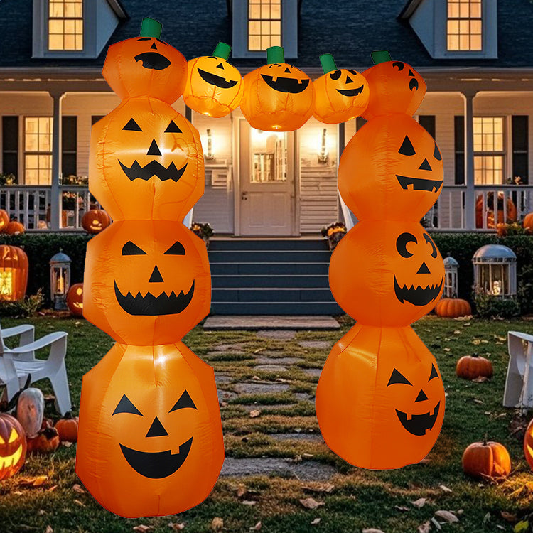 10FT Halloween Inflatable Pumpkin Archway Decoration - LED - Lit Jack - o'- Lanterns for Outdoor Yard, Garden, Party Entrance Decor