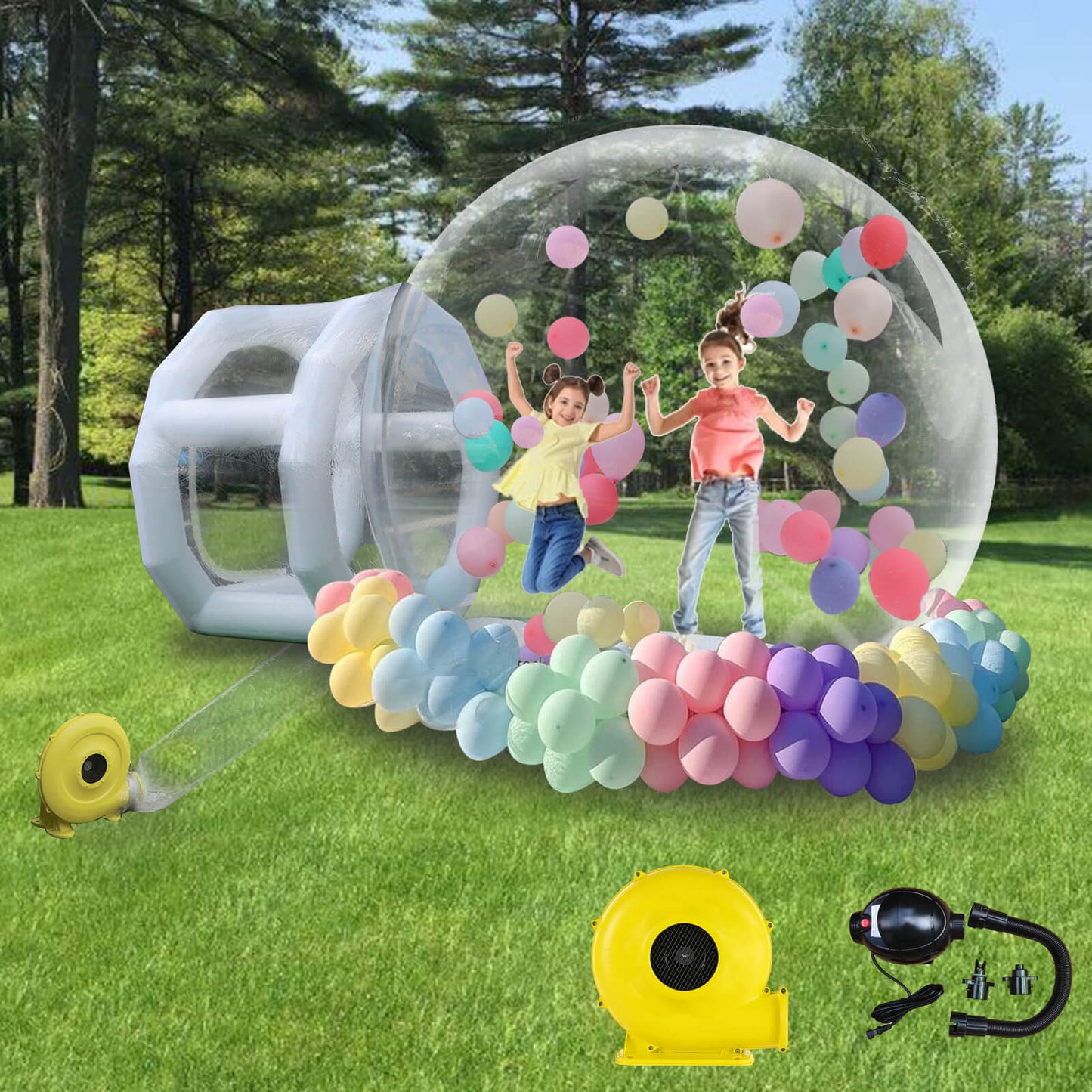 10FT Inflatable Bubble House, PVC Bubble Bounce House with Upgraded Double Air Duct, Bubble Tent Dome for Backyard Birthday Wedding Christmas Party