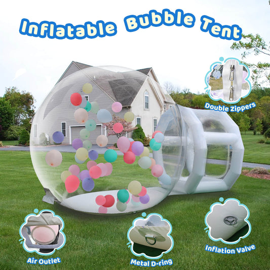 10FT Inflatable Bubble House, PVC Bubble Bounce House with Upgraded Double Air Duct, Bubble Tent Dome for Backyard Birthday Wedding Christmas Party