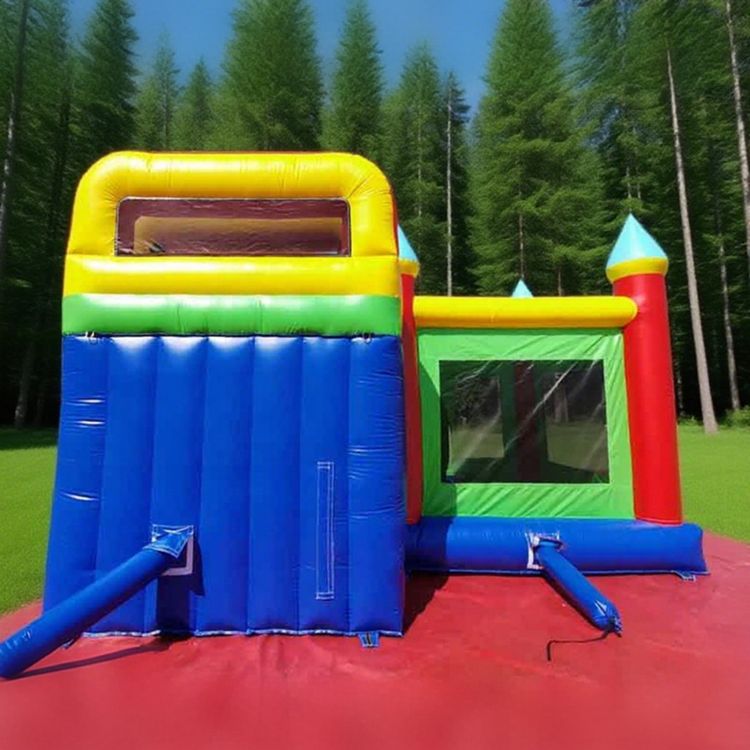 KeepFuns Rainbow inflatable castle, children's slide trampoline park, outdoor parent-child interactive amusement facilities, beach and garden dual-purpose inflatable toys