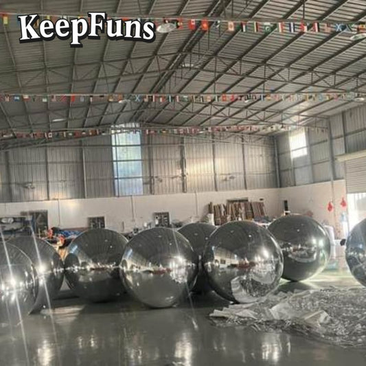 KeepFuns PVC inflatable Mirror balloons, customizable in size and Logo, made of waterproof and durable material, suitable for mall decorations, party decorations, theme events, and advertising promotions
