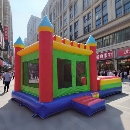 KeepFuns Rainbow inflatable castle, children's slide trampoline park, outdoor parent-child interactive amusement facilities, beach and garden dual-purpose inflatable toys