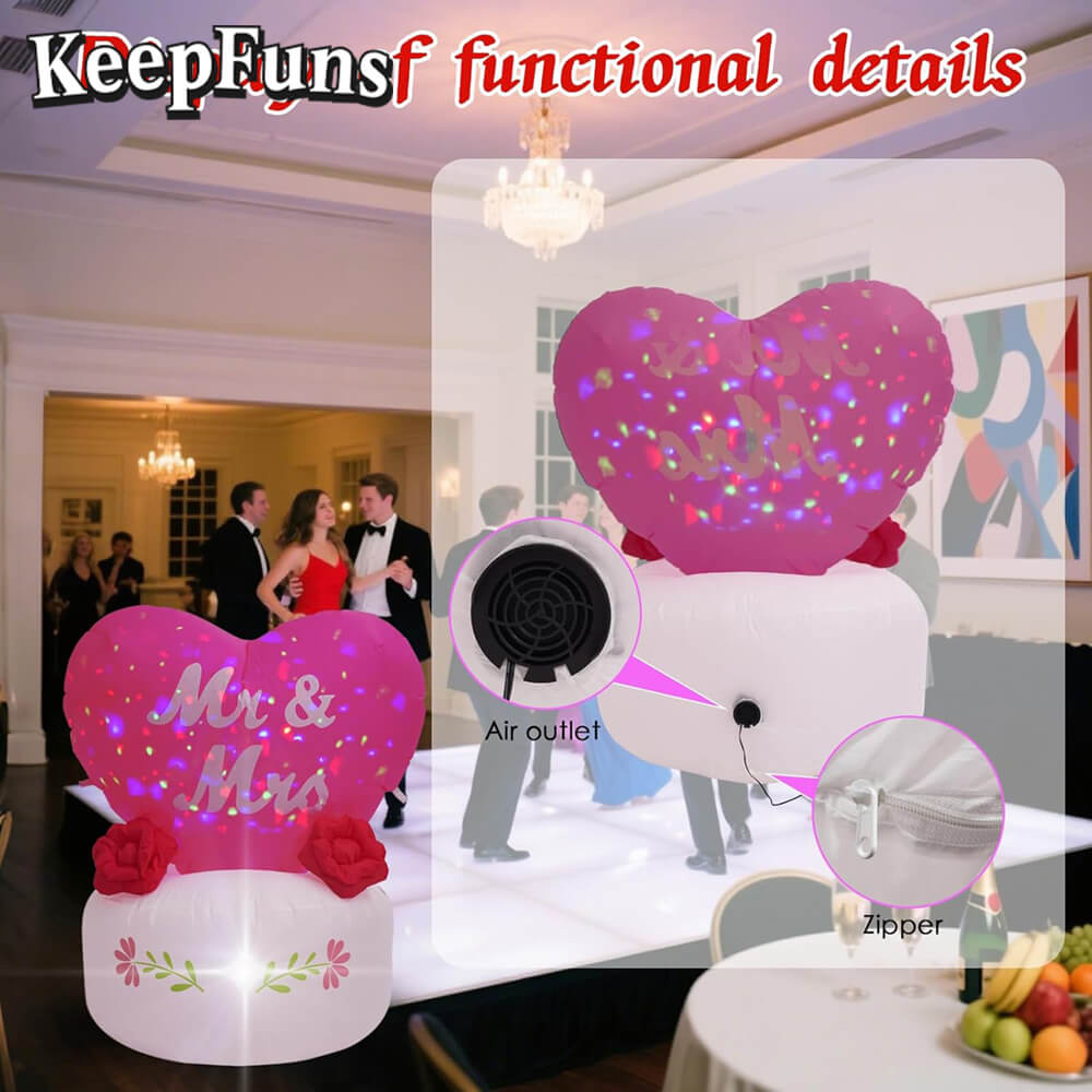 KeepFuns Wedding Heart Inflatable Decoration - Outdoor Courtyard Romantic Festival Inflatable