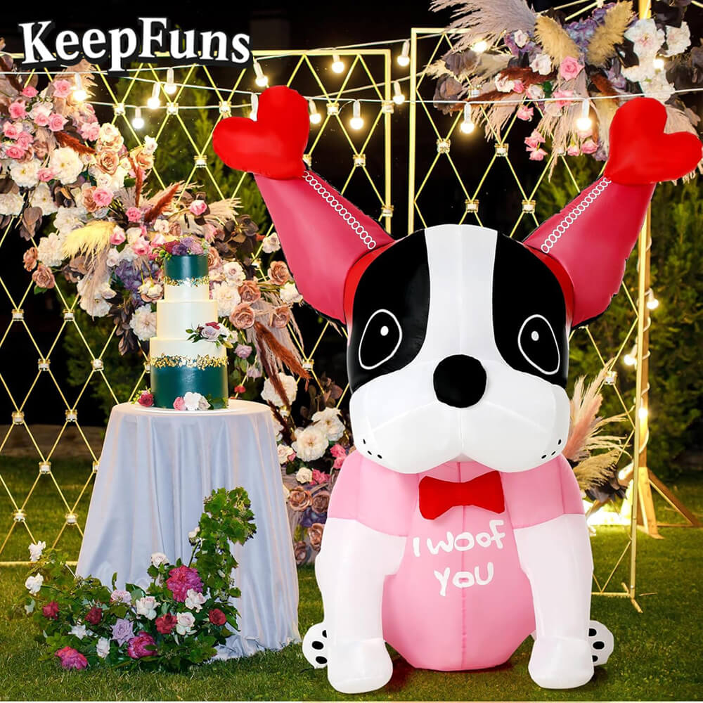 KeepFuns Valentine's Day French Bulldog Inflatable Decoration - Inflatable Model for Romantic Holiday Indoor Atmosphere