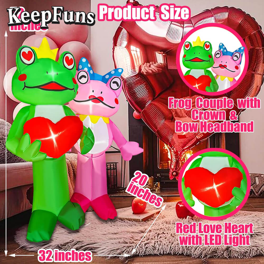 KeepFuns Valentine's Day Frog Couple Inflatable Decoration - Outdoor Garden Romantic Festival Inflatable Model