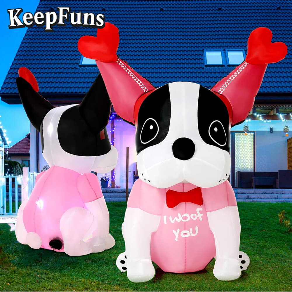 KeepFuns Valentine's Day French Bulldog Inflatable Decoration - Inflatable Model for Romantic Holiday Indoor Atmosphere