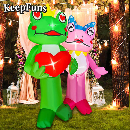 KeepFuns Valentine's Day Frog Couple Inflatable Decoration - Outdoor Garden Romantic Festival Inflatable Model
