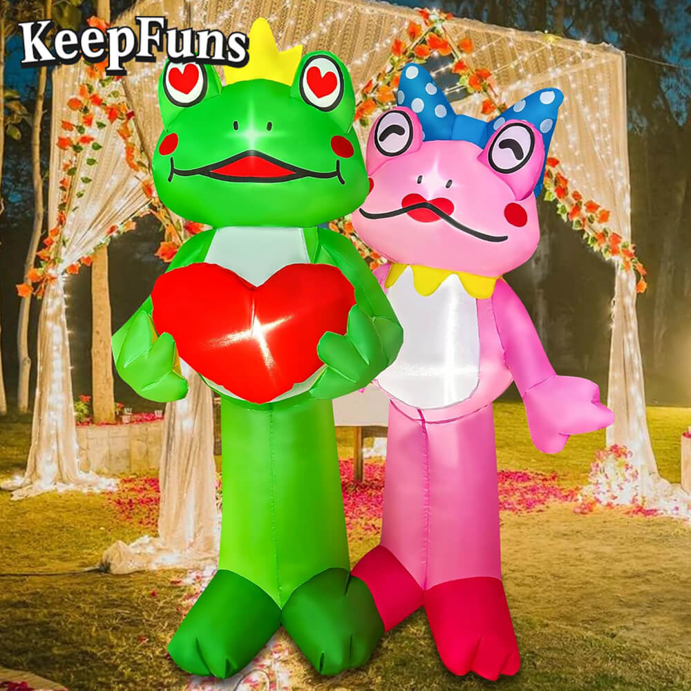KeepFuns Valentine's Day Frog Couple Inflatable Decoration - Outdoor Garden Romantic Festival Inflatable Model