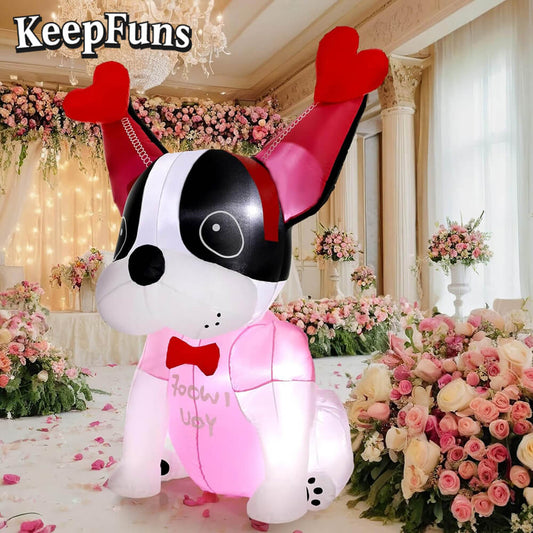 KeepFuns Valentine's Day French Bulldog Inflatable Decoration - Inflatable Model for Romantic Holiday Indoor Atmosphere