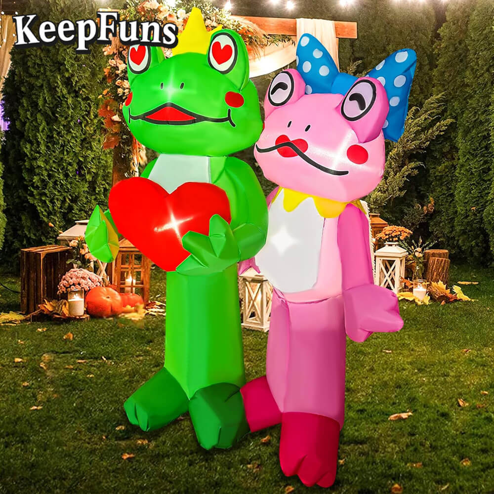 KeepFuns Valentine's Day Frog Couple Inflatable Decoration - Outdoor Garden Romantic Festival Inflatable Model