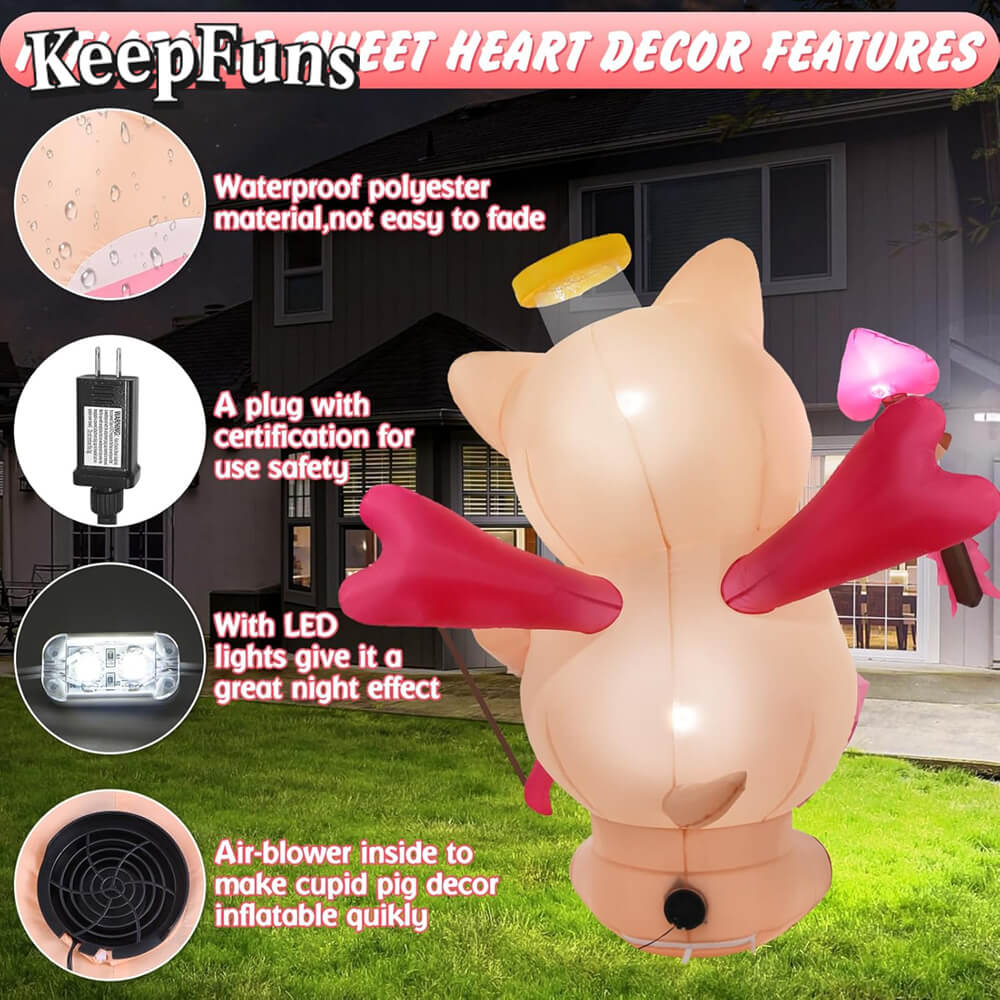 KeepFuns Valentine's Day Angel Pig Inflatable Decoration - Outdoor Garden Romantic Festival Inflatable Model