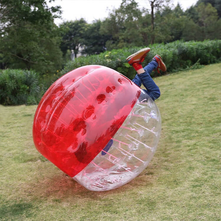 FeepFuns Adult inflatable bumper ball red and blue contrast outdoor team building props fun sports collision ball transparent inflatable battle ball