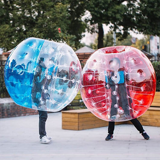 FeepFuns Adult inflatable bumper ball red and blue contrast outdoor team building props fun sports collision ball transparent inflatable battle ball