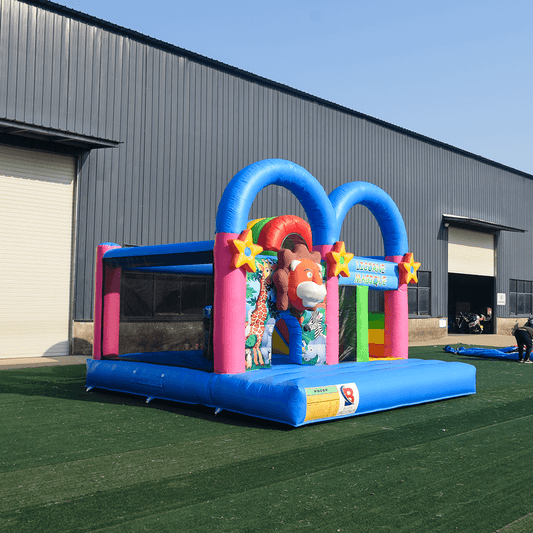 KeepFuns Animal theme inflatable amusement park Children's slide trampoline park Outdoor parent-child interactive amusement facilities Colorful cartoon inflatable toys