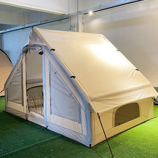 KeepFuns Beige inflatable tent outdoor camping family tent large capacity multi-person camping rain and sun protection camp tent