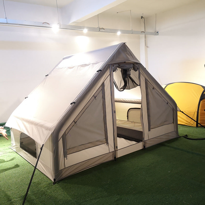 KeepFuns Beige inflatable tent outdoor camping family tent large capacity multi-person camping rain and sun protection camp tent