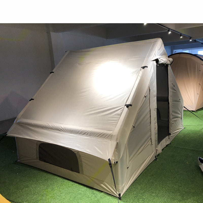 KeepFuns Beige inflatable tent outdoor camping family tent large capacity multi-person camping rain and sun protection camp tent