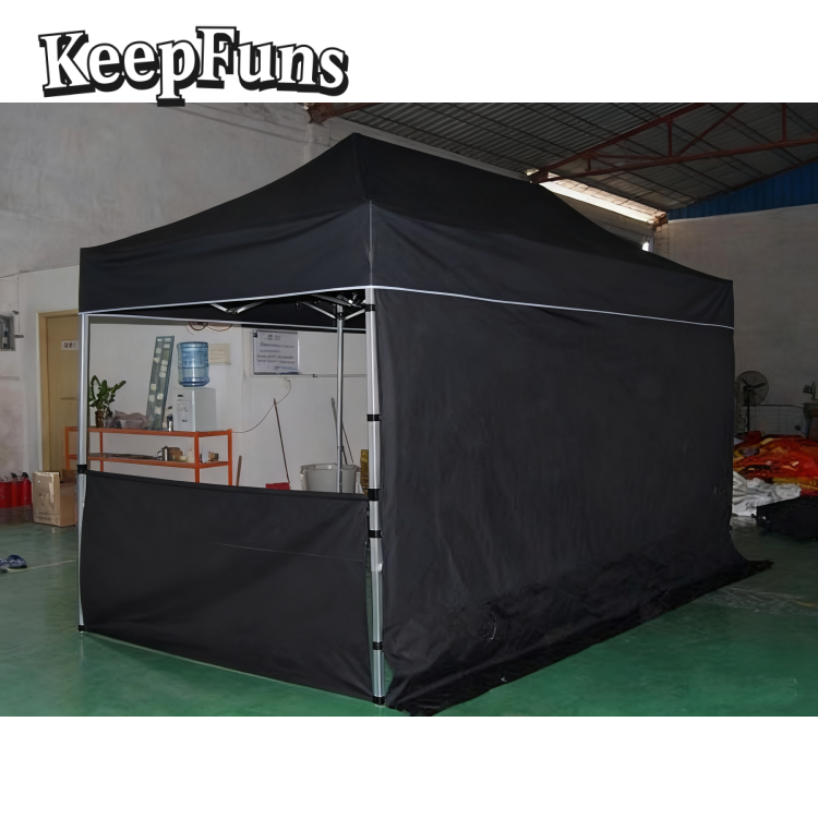 KeepFuns Black Folding Tent - Customizable Size & Printing, Easy Setup for Marketing Campaigns, Advertising & Outdoor Events