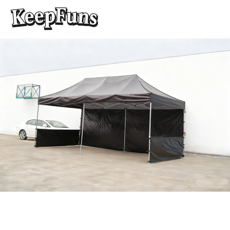 KeepFuns Black Folding Tent - Customizable Size & Printing, Easy Setup for Marketing Campaigns, Advertising & Outdoor Events