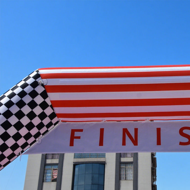 KeepFuns Black and white checkered angled inflatable arches, outdoor event finish arches, running and cycling competition arches, custom event logo arches