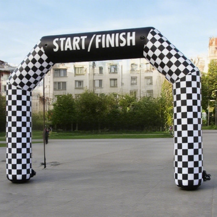 KeepFuns Black and white checkered angled inflatable arch for outdoor events, starting and ending points, running and cycling competitions, customized event signage, and arches
