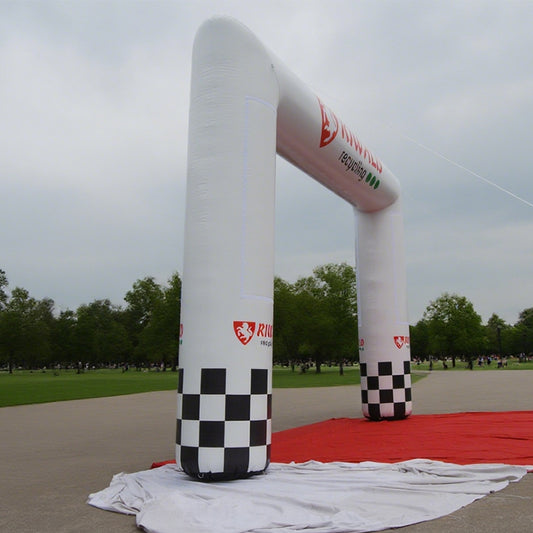 KeepFuns Black and white checkered right angle inflatable arch Outdoor cycling event arch Brand promotion event arch Customized LOGO logo arch