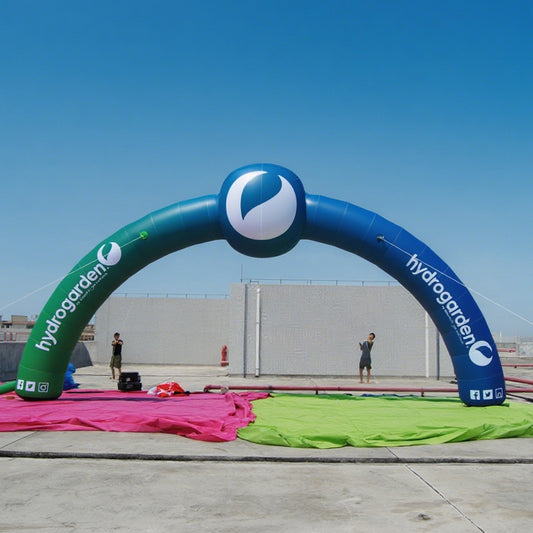KeepFuns Blue-green gradient inflatable semicircular arch, brand customized special-shaped arch, outdoor marketing promotion arch, creative arch for corporate activities