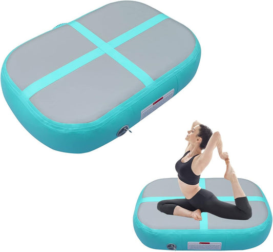 KeepFuns Blue and gray color portable inflatable gymnastics mat for adults, yoga and children's fitness training mat