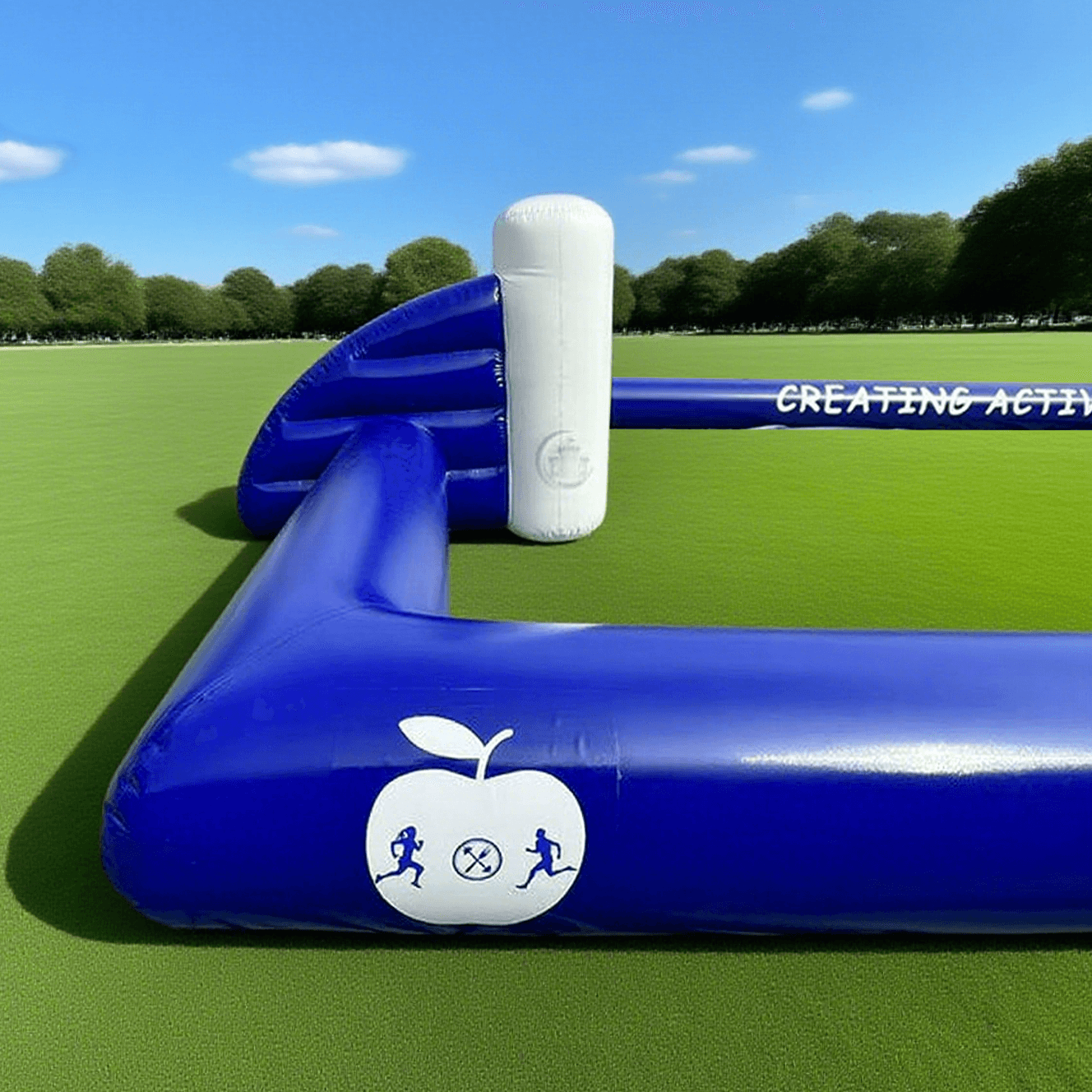 KeepFuns Blue and white inflatable football field Outdoor children's water football park Parent-child interactive water sports facilities
