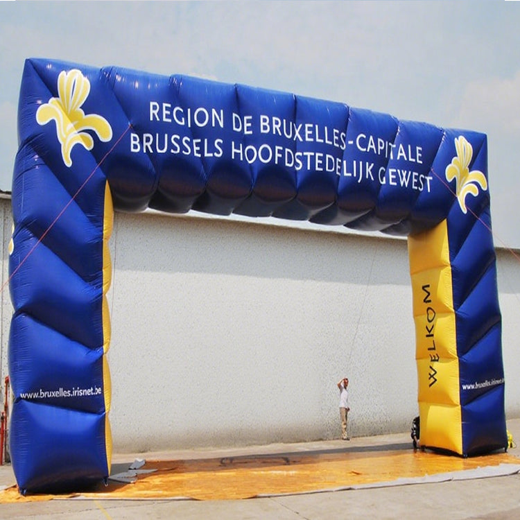 KeepFuns Blue and yellow contrast right angle inflatable arch Urban area publicity arch Large event welcome arch Customized text pattern arch