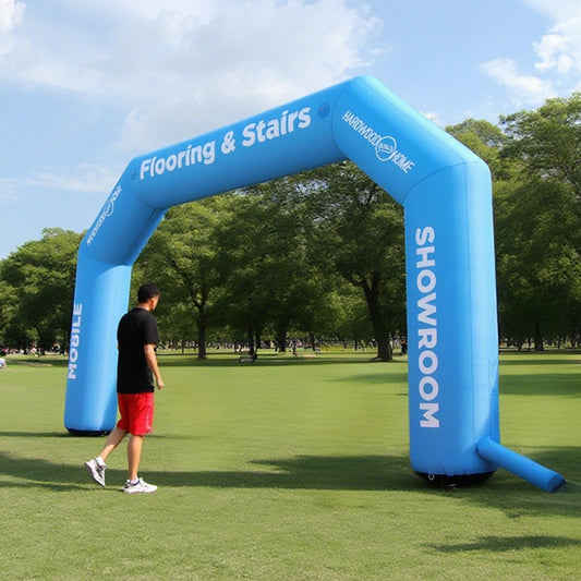 KeepFuns Blue angled inflatable advertising arch, home decoration and building materials promotion arch, outdoor exhibition activities arch, customized brand promotion arch