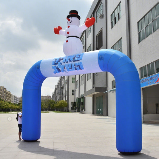 KeepFuns Blue snowman themed special shaped advertising arch Winter event inflatable arch Ice and snow festival decorative arch Custom cartoon festival arch