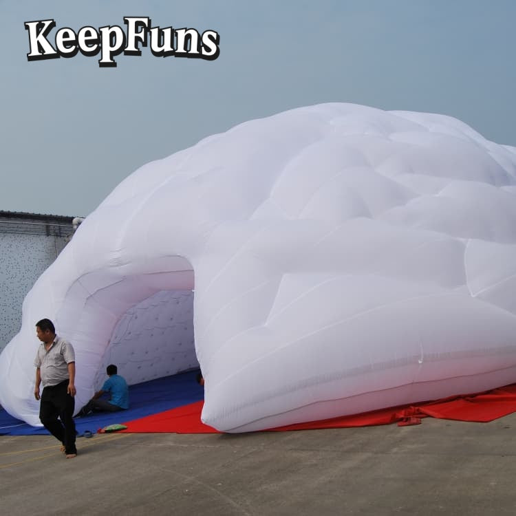 KeepFuns White brain-shaped dome inflatable tent, with fast inflation, light weight and sturdiness, suitable for advertising and brain-themed outdoor activities