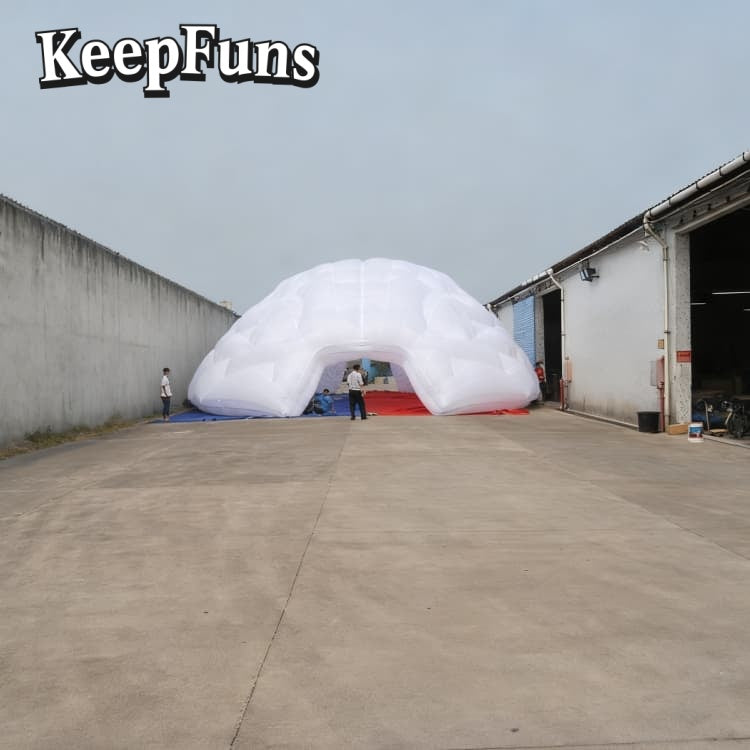 KeepFuns White brain-shaped dome inflatable tent, with fast inflation, light weight and sturdiness, suitable for advertising and brain-themed outdoor activities