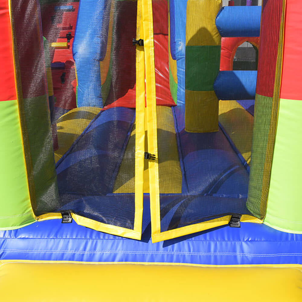 KeepFuns Building block themed inflatable playground, children's large slide trampoline facilities, outdoor parent-child interactive colorful amusement castle