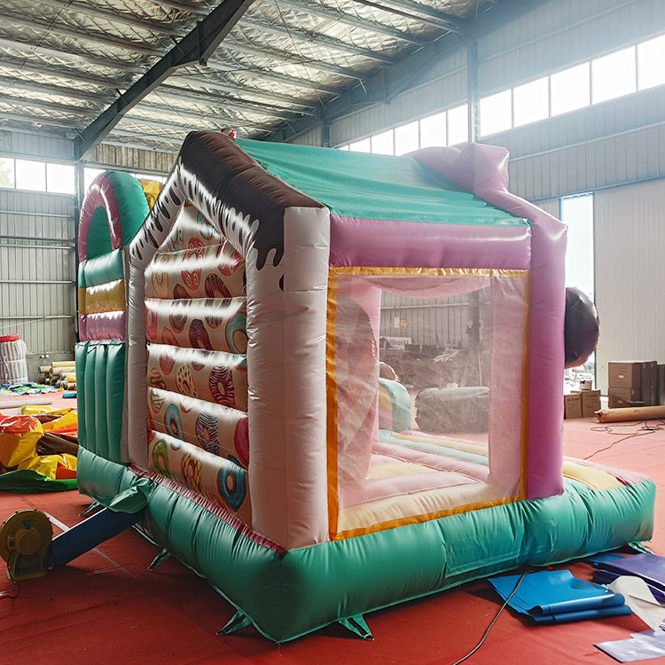 KeepFuns Candy theme inflatable castle Children's slide trampoline park Outdoor parent-child interactive amusement facilities Donut-shaped inflatable toys