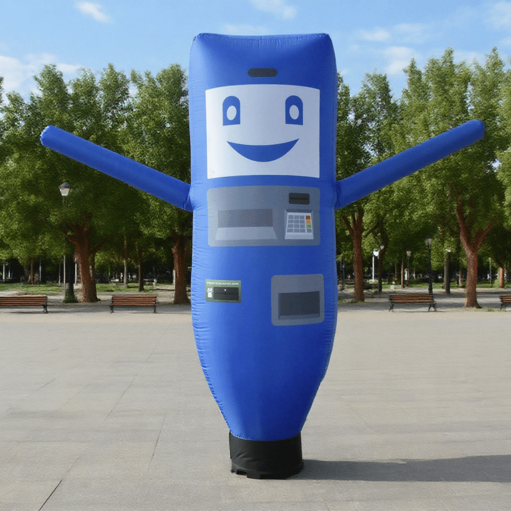 KeepFuns Cartoon ATM machine shape inflatable advertising column bank brand promotion inflatable model outdoor creative interactive display props