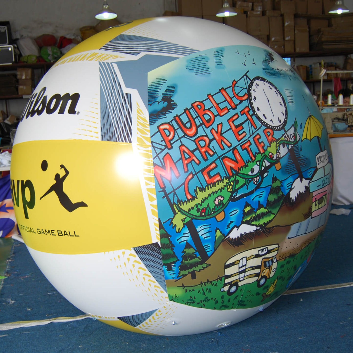 KeepFuns Cartoon beach theme inflatable advertising ball interesting illustration promotional inflatable model activity interactive giant prop ball