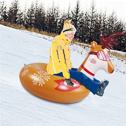 KeepFuns Cartoon inflatable ski ring Unicorn / reindeer / flamingo shape Adult and child snow slide toys Multi-color outdoor ski equipment