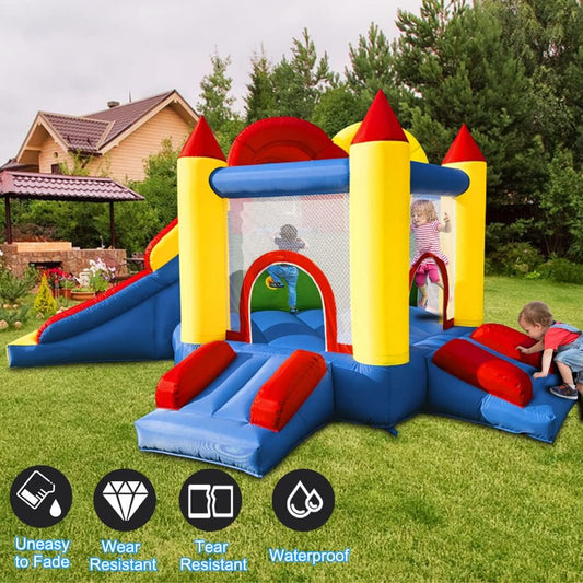 KeepFuns Children's inflatable castle, outdoor slide and trampoline park, family courtyard parent-child interactive amusement facilities, wear-resistant and tear-resistant inflatable toys