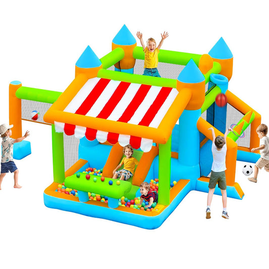 KeepFuns Children's inflatable obstacle course, outdoor slide, climbing ball pool, parent-child interactive multifunctional amusement castle