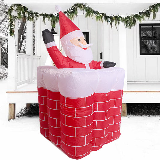 1.8M Christmas Inflatables Santa Claus in The Chimney Up and Down, Outdoor Blow Up Santa Claus Yard Decorations Built-in LED Lights, Easy to Inflate for Indoor Party Lawn Garden Holiday Decor