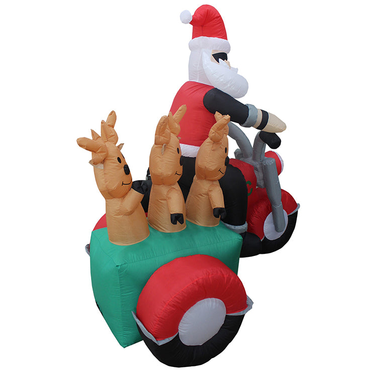 Inflatable Santa Claus Riding a Motorcycle, Raising His Hand to Say Hello to You, LED Lights, Indoor and Outdoor Yard Lawn Decorations - Chopper Paint Set Ornaments Waterproof