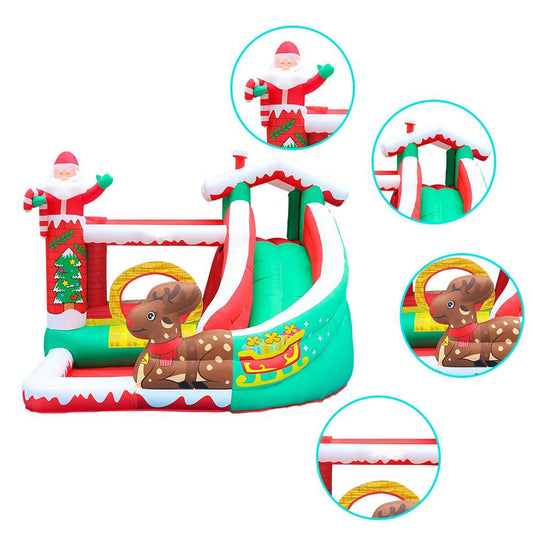 KeepFuns Christmas themed inflatable castle, children's slide and trampoline park, outdoor parent-child interactive amusement facilities, Santa Claus reindeer shaped inflatable toys
