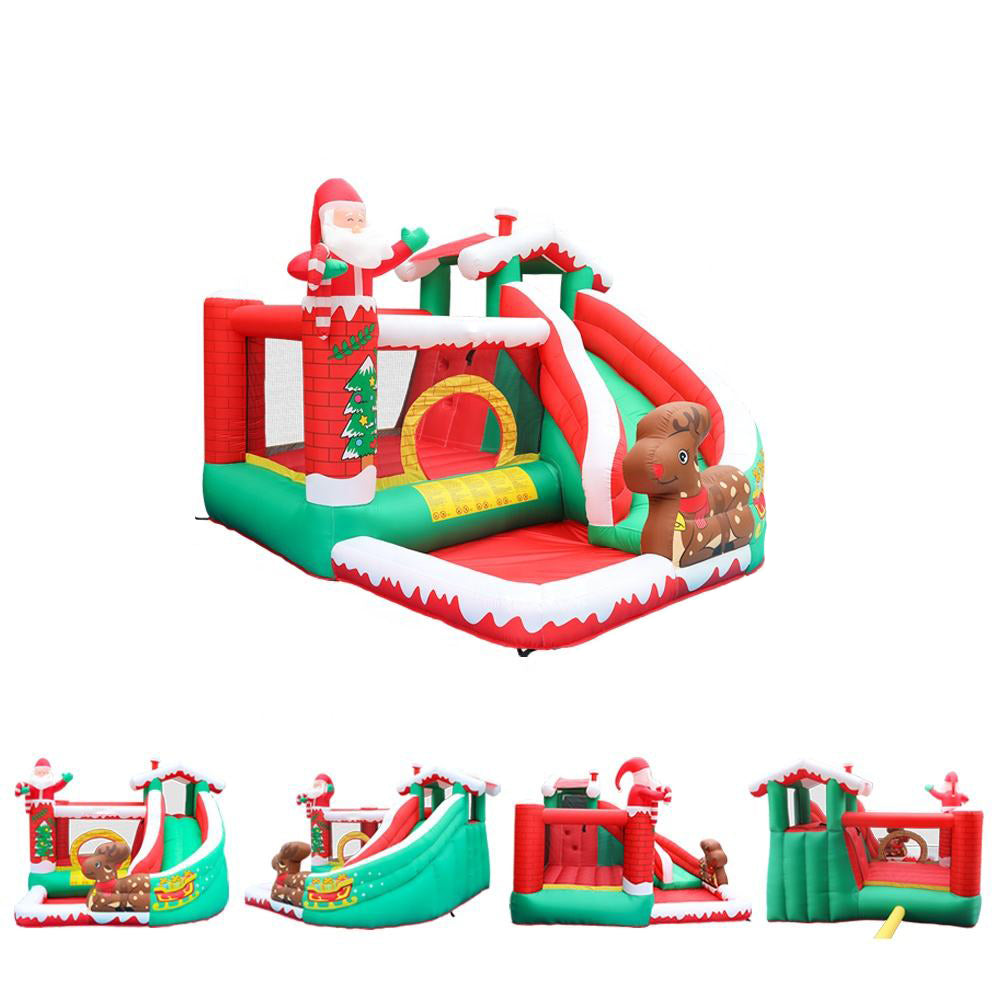 KeepFuns Christmas themed inflatable castle, children's slide and trampoline park, outdoor parent-child interactive amusement facilities, Santa Claus reindeer shaped inflatable toys